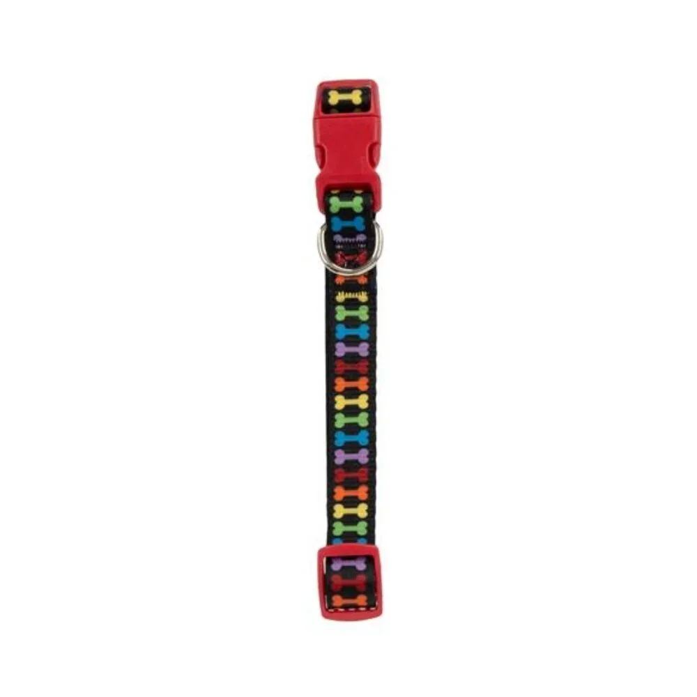 Bone Print Fashion Dog Collar, Multicolored, Medium